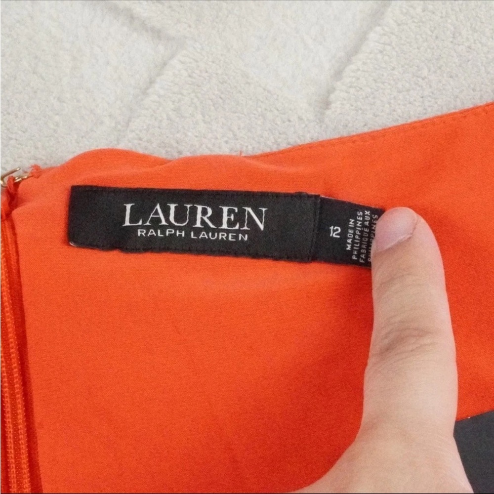 Lauren Ralph Lauren Scoop Neck Jersey Dress Womens 12 Tie Waist Cocktail Attire - Picture 3 of 11